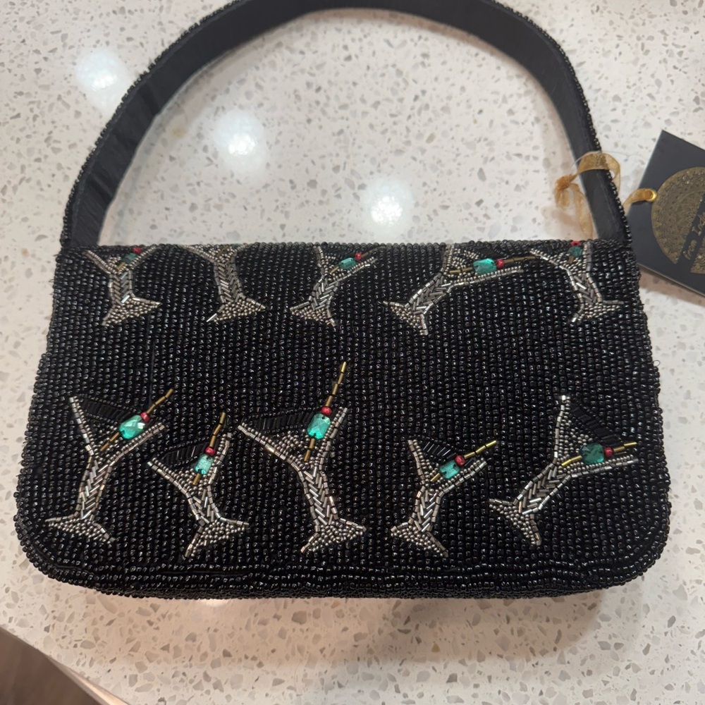 Elegant Black Beaded Evening Bag